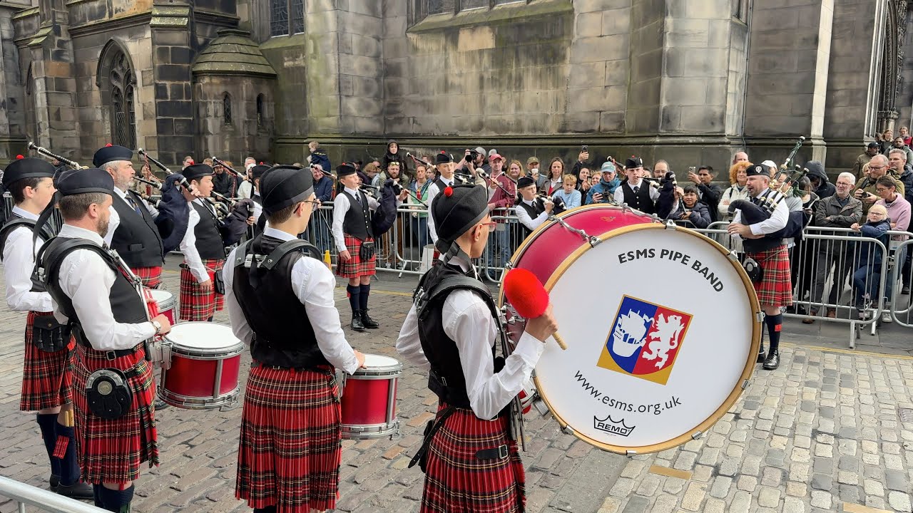 Awesome sight and sound | ESMS Pipe Band at Royal Mile | Edinburgh Riding of the Marches 2024