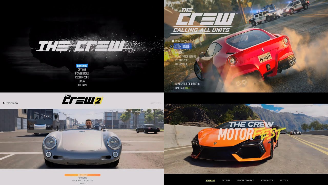 Evolution of Main Menu The Crew & Motorfest 2014 - 2023