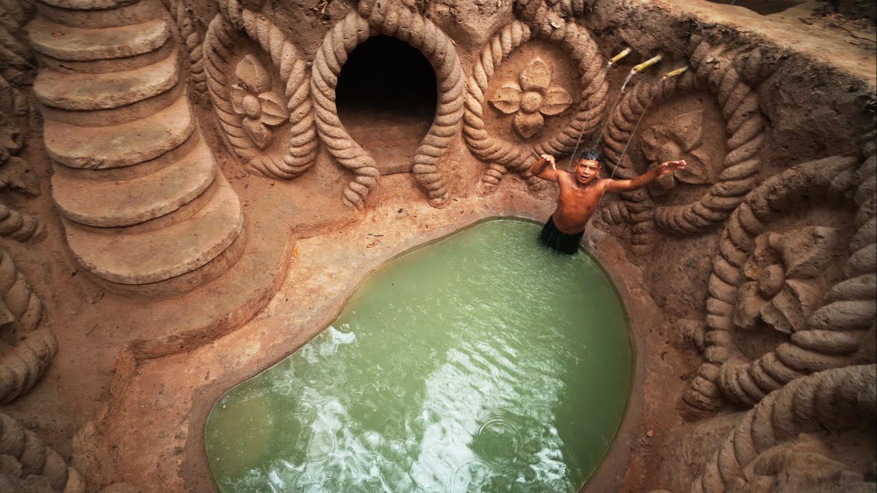 I Built a Modern Tunnel House and Mini Pool for Living Alone in the Woods Start to Finish