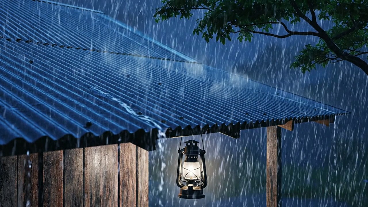 Sonidos de lluvia para dormir sin anuncios - ASMR Sonidos de lluvia y truenos en techo de lámin...