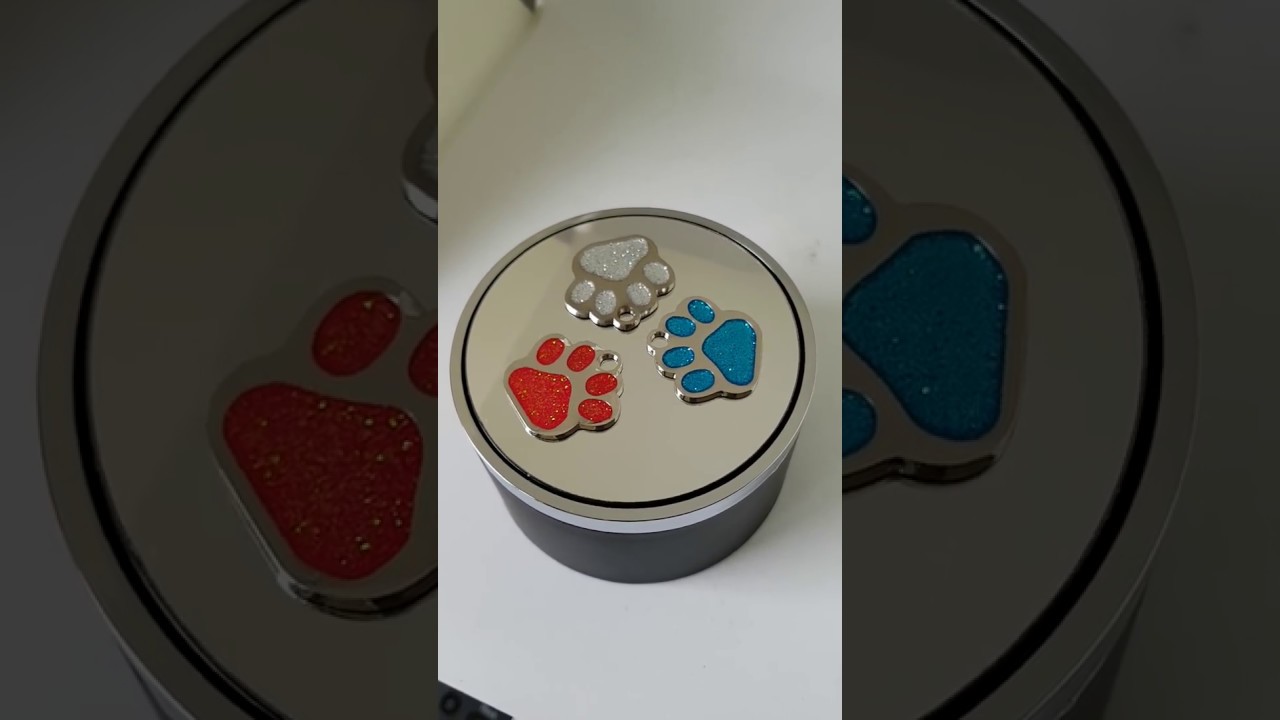 Hundemarke aus Edelstahl Pfote Tiermarke Adresse Glitter inkl. Diamantgravur