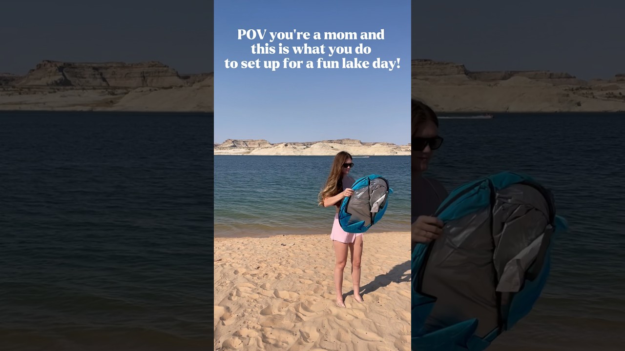 Baby&rsquo;s first lake day 🌊😍⛱️ #momlifevibes #minivlog #travelblog #momlifehacks #travelvideo #shorts