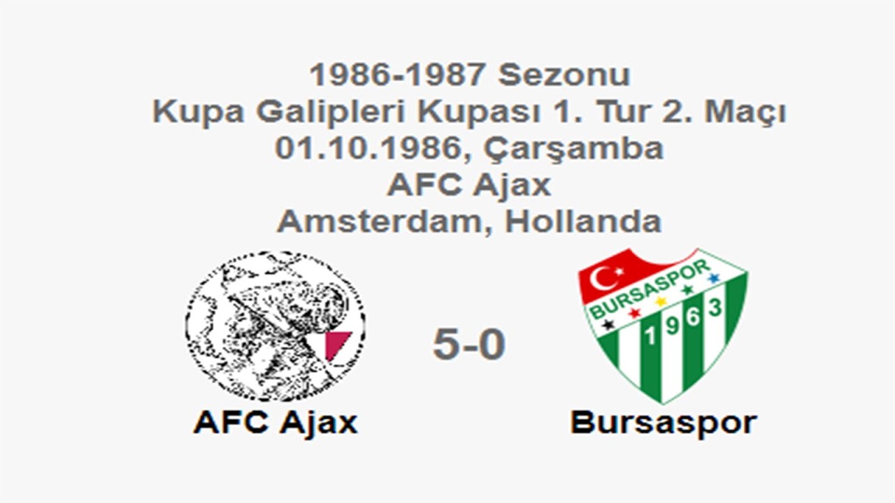 AFC Ajax 5-0 Bursaspor 01.10.1986 - 1986-1987 UEFA Cup Winners' Cup 1st Round 2nd Leg