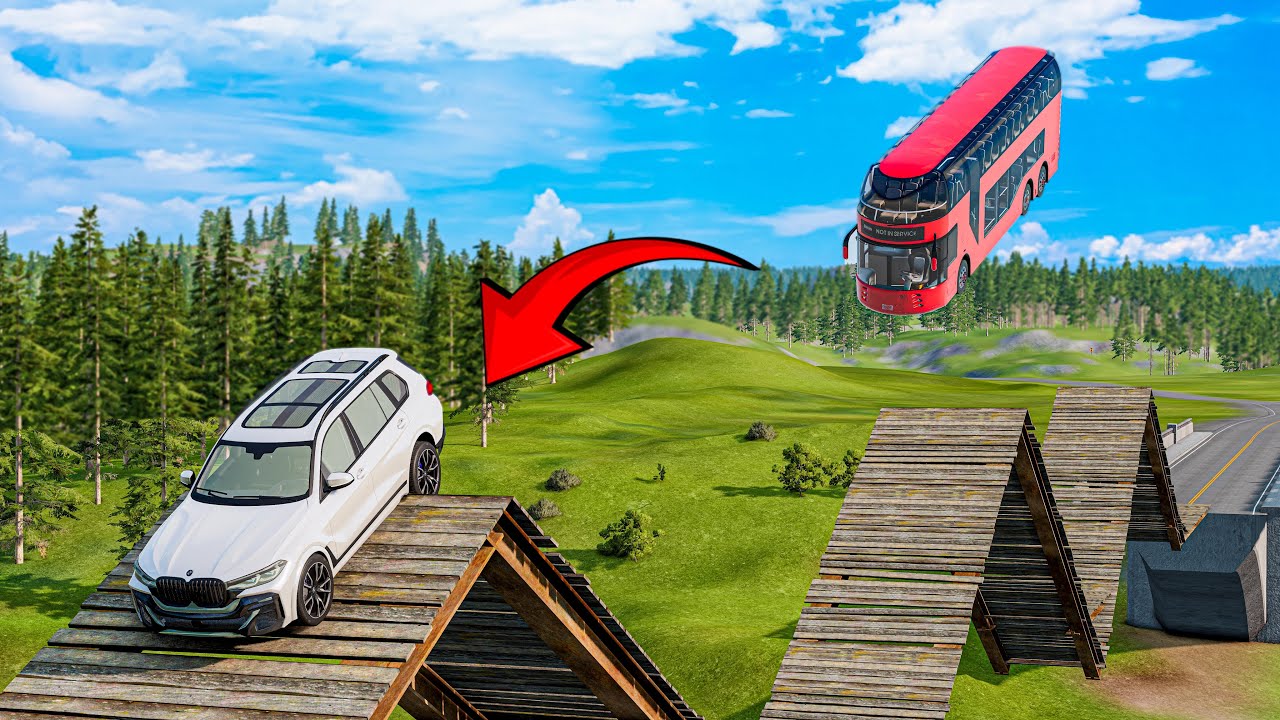 Cars vs Broken Bridge Challenge Ends in Total Destruction!