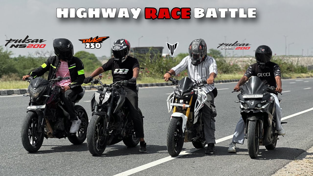 NS200 VS DUKE250 VS MT15 VS RS200 DRAG RACE 