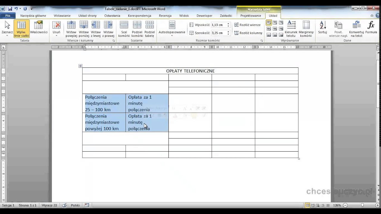 Kurs Microsoft Word 2010 Podstawowy - [lekcja #5.4] - Zadanie 1