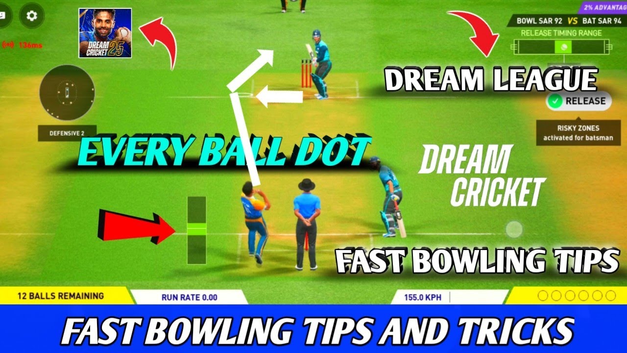 Dream Cricket 25 Fast Bowling Tips and Tricks🔥| How to dot every ball opponent in Dream Cricket 25