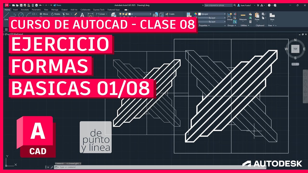 CLASE 8 - Ejercicio de formas b&aacute;sicas 01/08 en AutoCAD // Curso de AutoCAD 2025 para principiantes