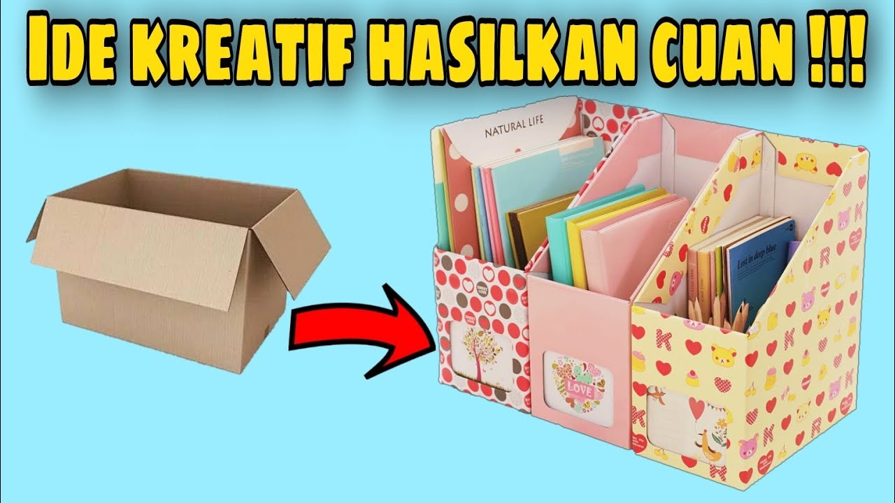 DIY - Cara Membuat Rak Buku dari Kardus || Ide Kreatif dari Barang Bekas