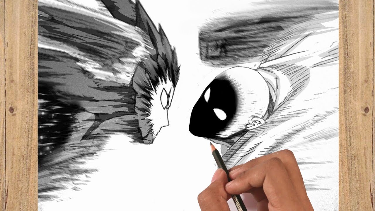 How to draw SAITAMA Vs Cosmic GAROU SERIOUS PUNCH - One Punch man