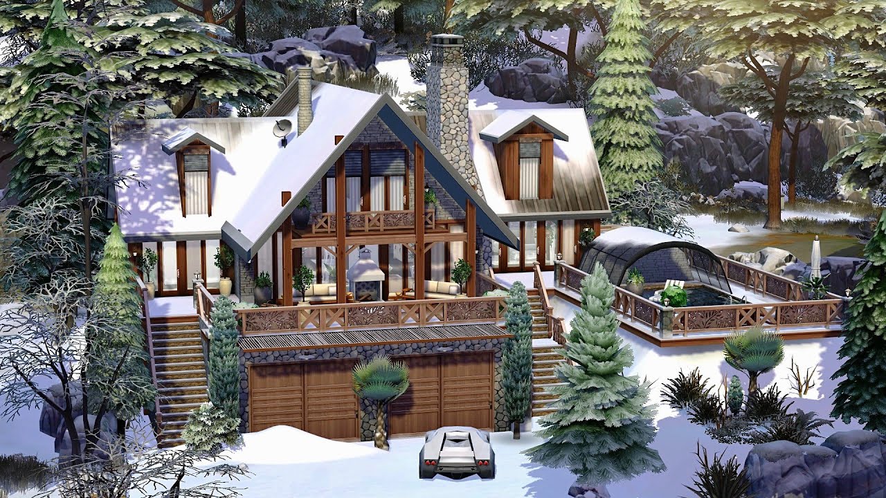 Luxury Holiday Cabin • The Sims 4 • No CC | Speed Build