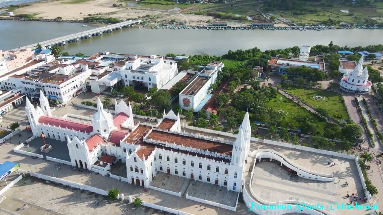 Velankanni Church with History, Tamilnadu , India - An Aerial Drone 4k Video with Dji Mavic Air 2
