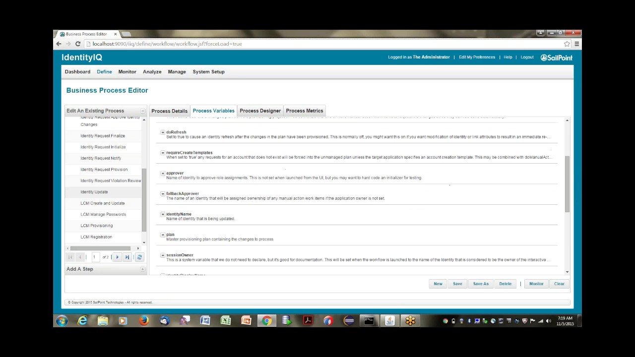 sailpoint work flows, business process editor