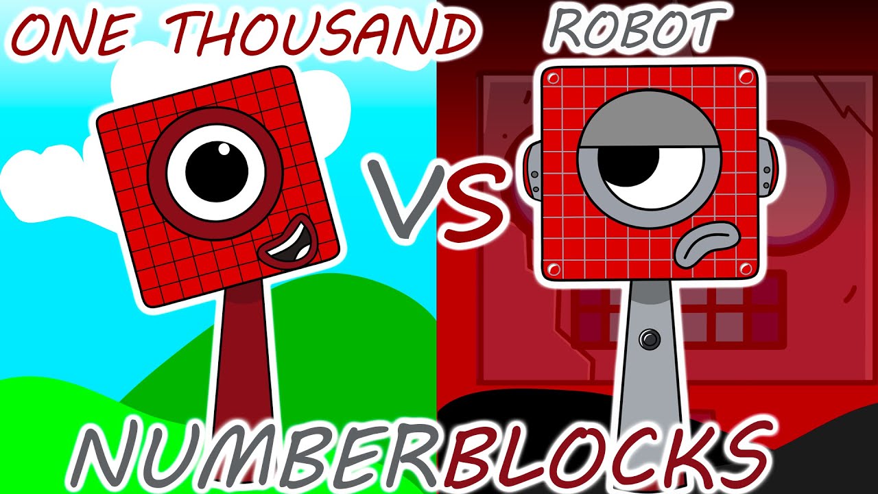 One Thousand  (from Numberblocks) Normal VS Robot Version My Sprunki OC