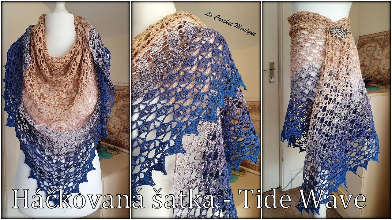 Háčkovaná šatka - Tide Wave/Crocheted Shawl - Tide Wave (english subtitles)