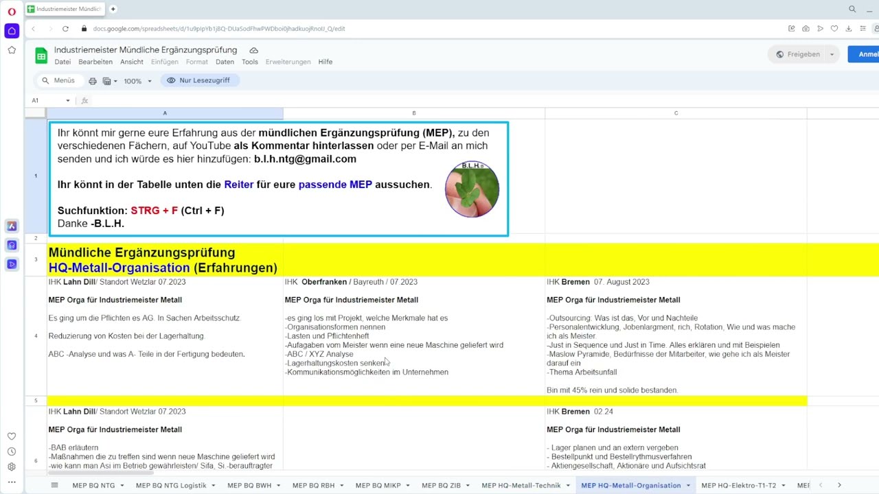 Industriemeister mündliche Ergänzungsprüfungen (MEP NTG)