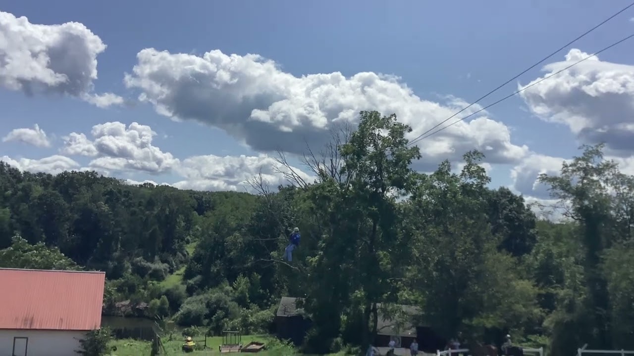 Zip lining at Camp Kweebec