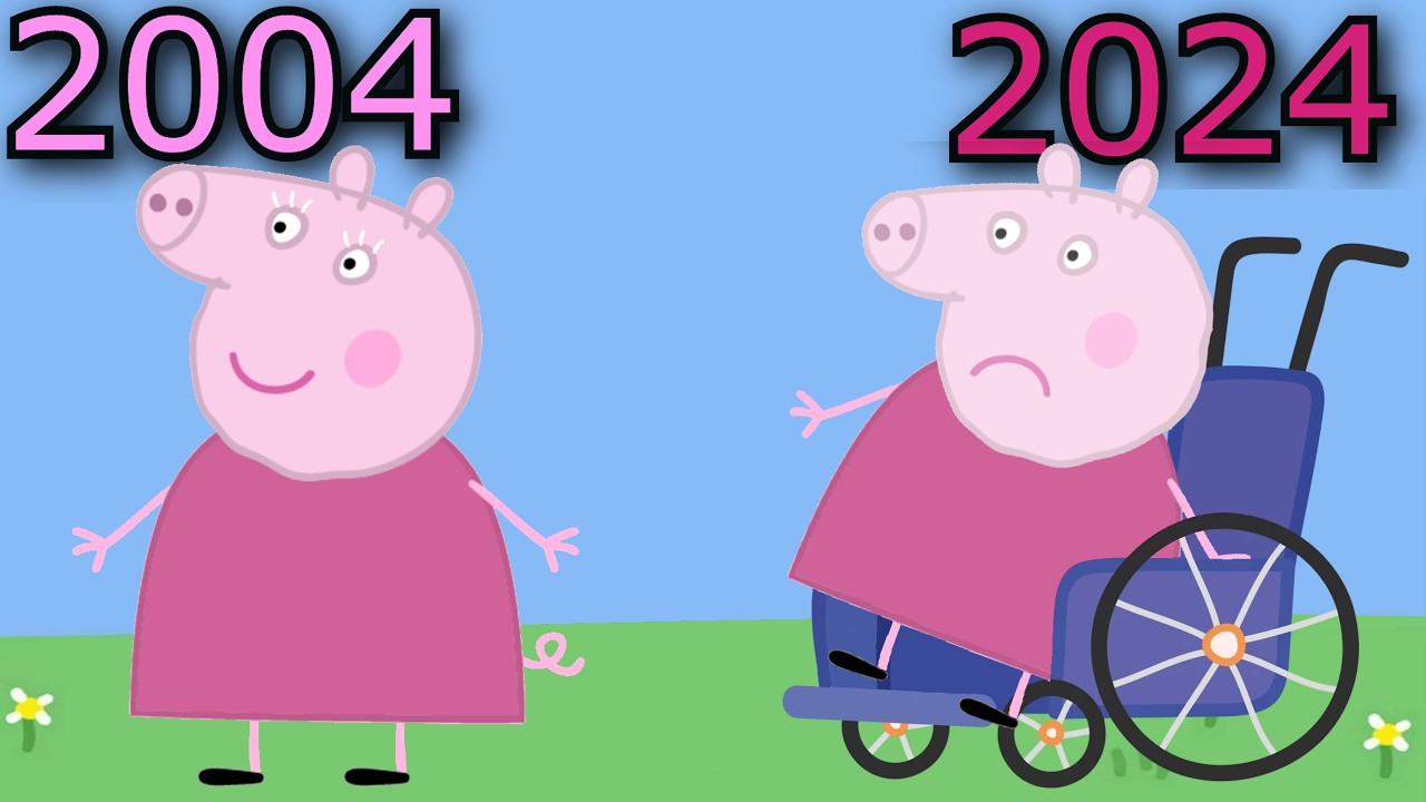 Peppa Pig family 2004 vs 2024 if aged more realistic