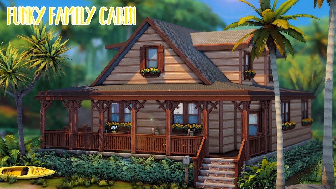 Funky Family Cabin 🛶🌲...(Sims 4 Speed Build)
