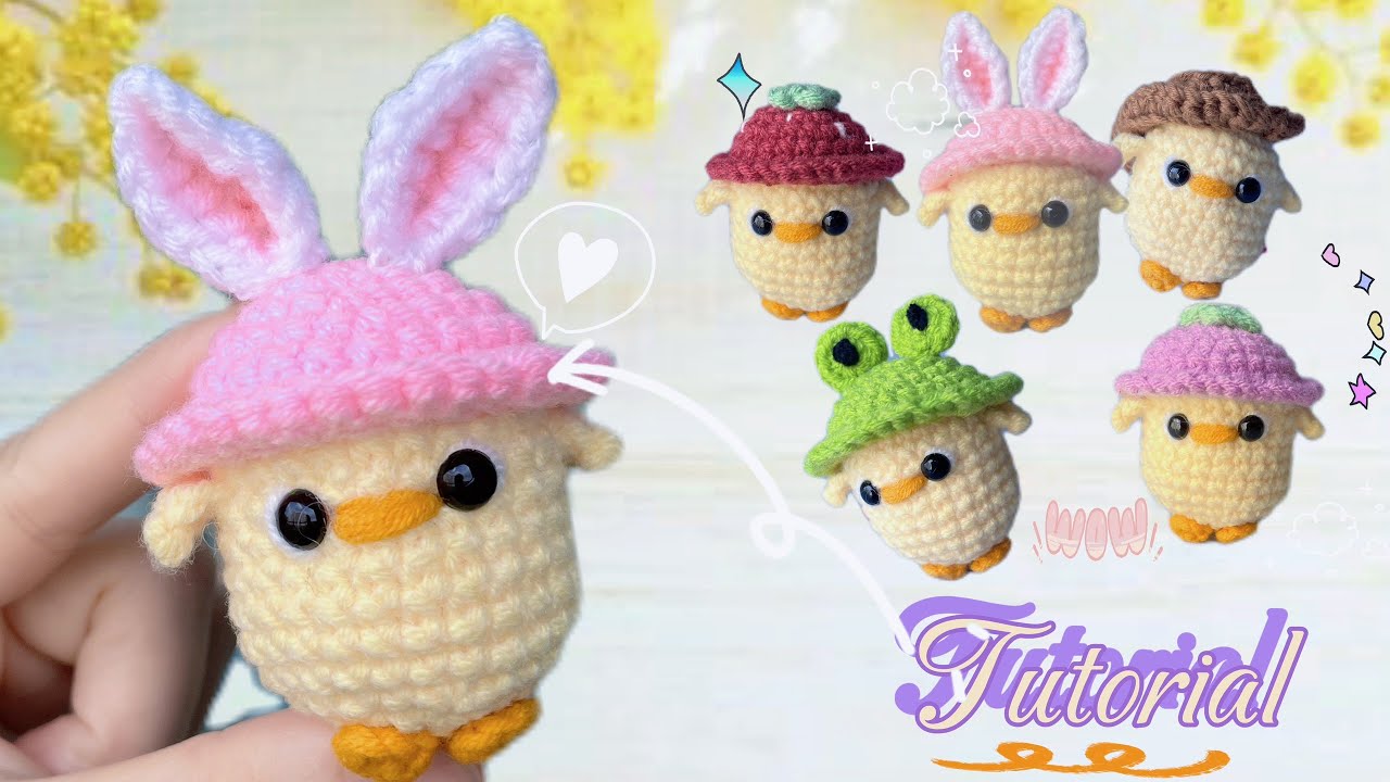 How to crochet chicks wearing cute hats | crochet mini chicks lovely keychain #crochetanywhere
