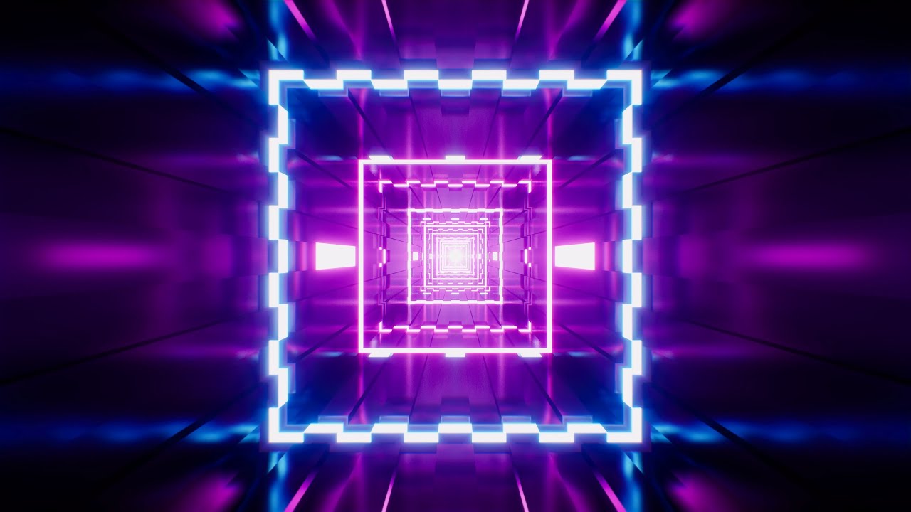 Moving through Glowing Neon Lights Tunnel, VJ Loops
