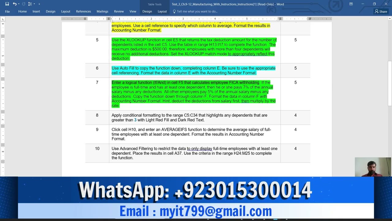 Test 3 EXCEL Ch.9-12 Manufacturing With Instructions  #Ch.9-12_AppCapstone_ComprehensiveAssessment-