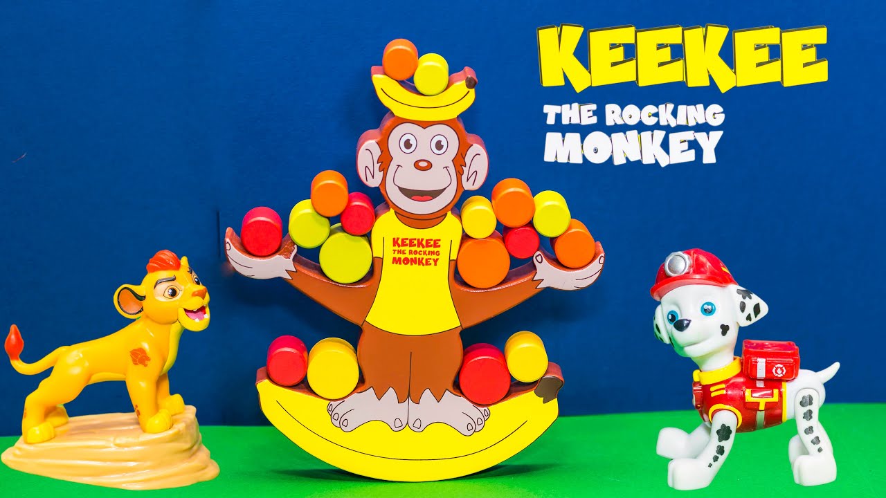 Playing the Keekee Monkey Game with Paw Patrol vs Lion Guard Toys