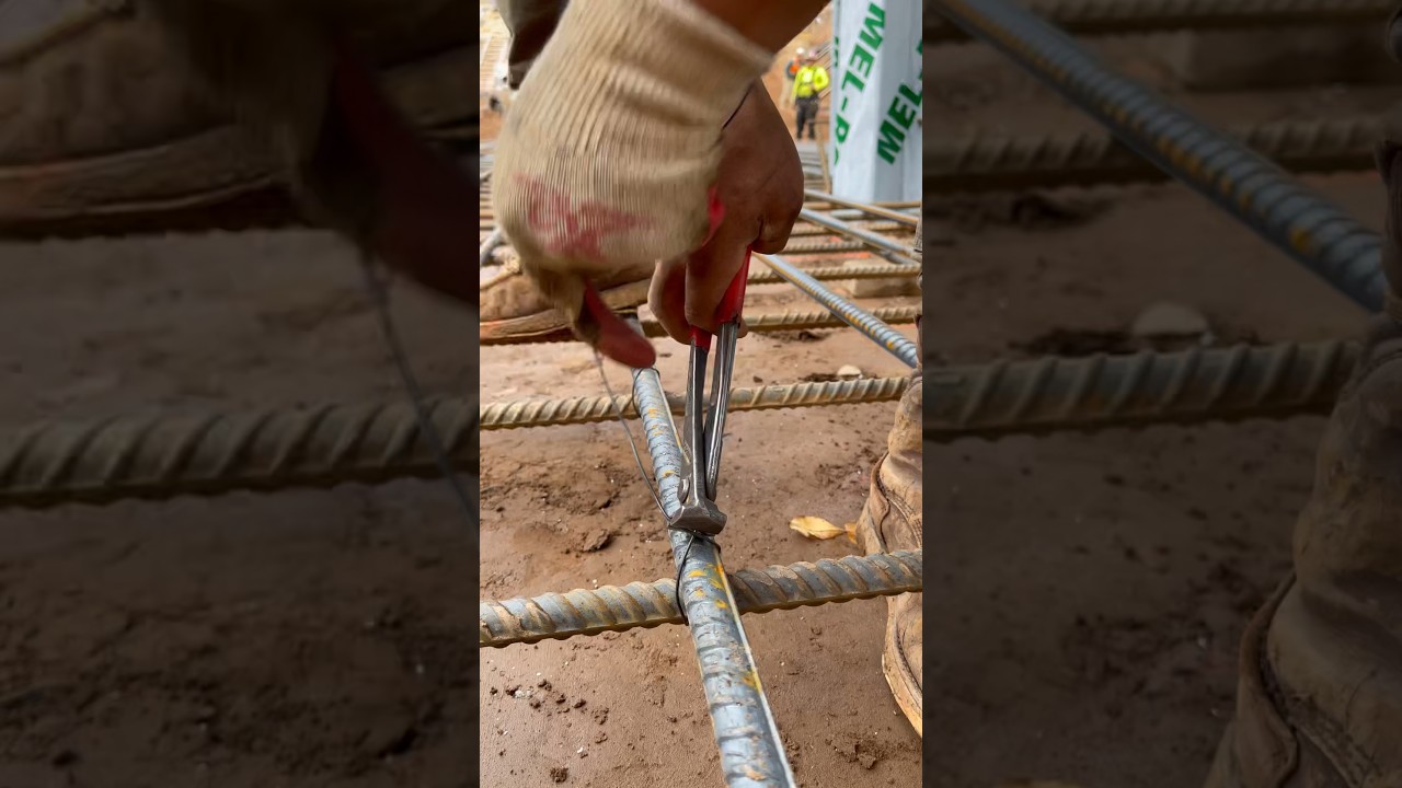 Steel fixer tying with #knipex #newyork #rodbuster
