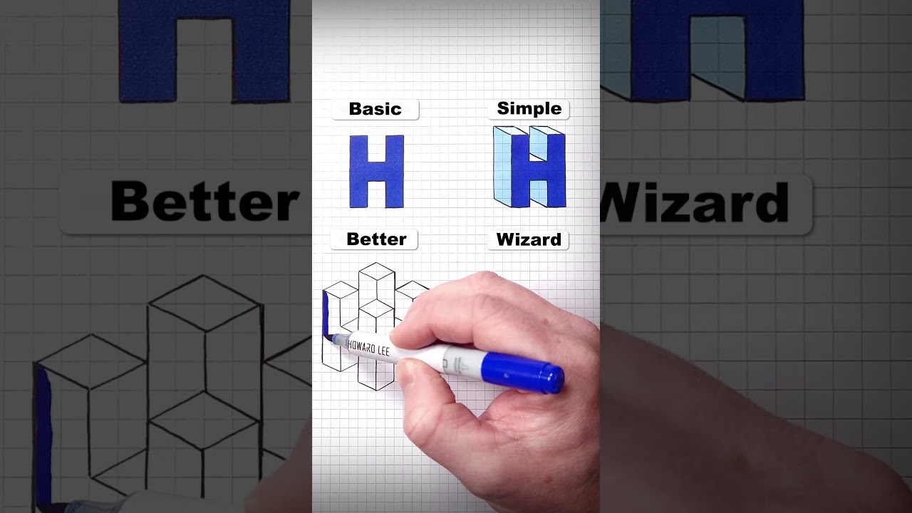 Draw 3D Letter H! #art #drawing #shorts #lettering #3d #howtodraw #easydraw