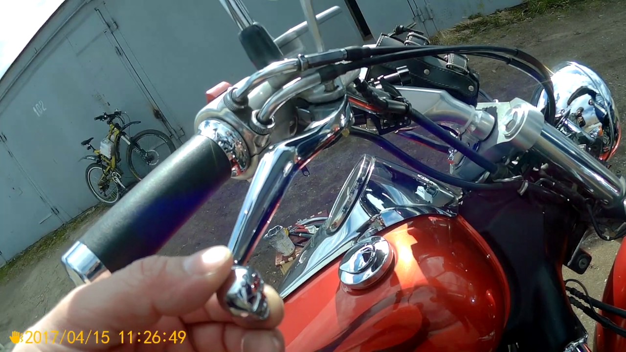 Установка галстука и рычагов на руль Honda Shadow