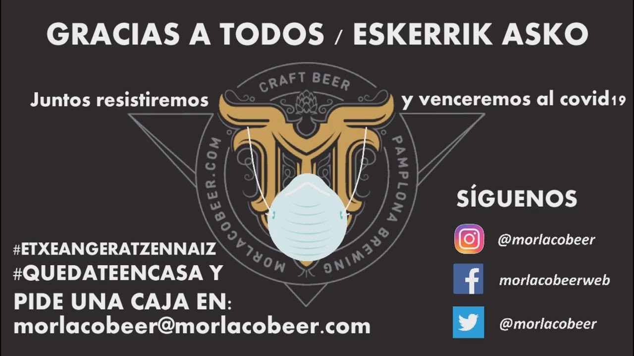 ESPECIAL COVI19 / CORONAVIRUS / GRACIAS POR CONFIAR EN NOSOTROS / CERVEZA ARTESANA MORLACO