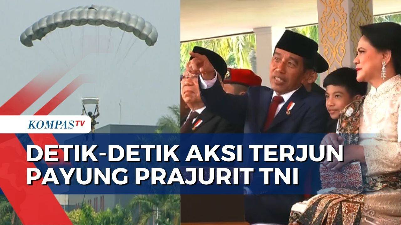 Keren! Begini Aksi Terjun Payung 200 Prajurit di HUT ke-79 TNI