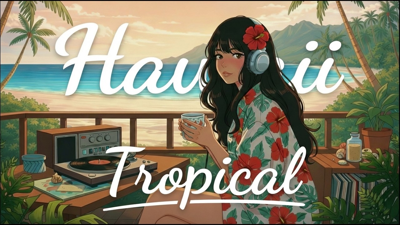 🌺  Hawaii Summer Tropical Lo-Fi Ambient Mix 🌿 Relax, Study, Meditation ☕ tropical‑chill café