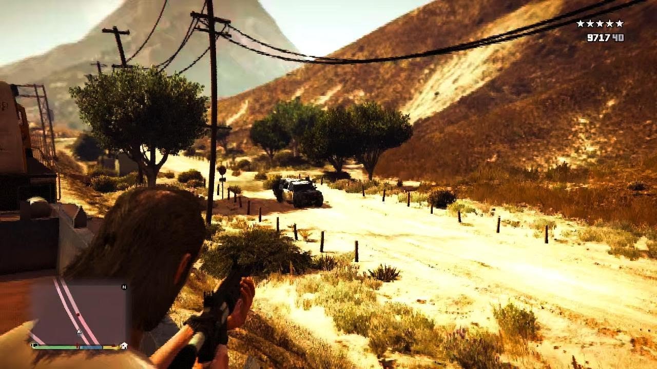 GTA 5 Trevor and minigun and Train 5 stars part 14