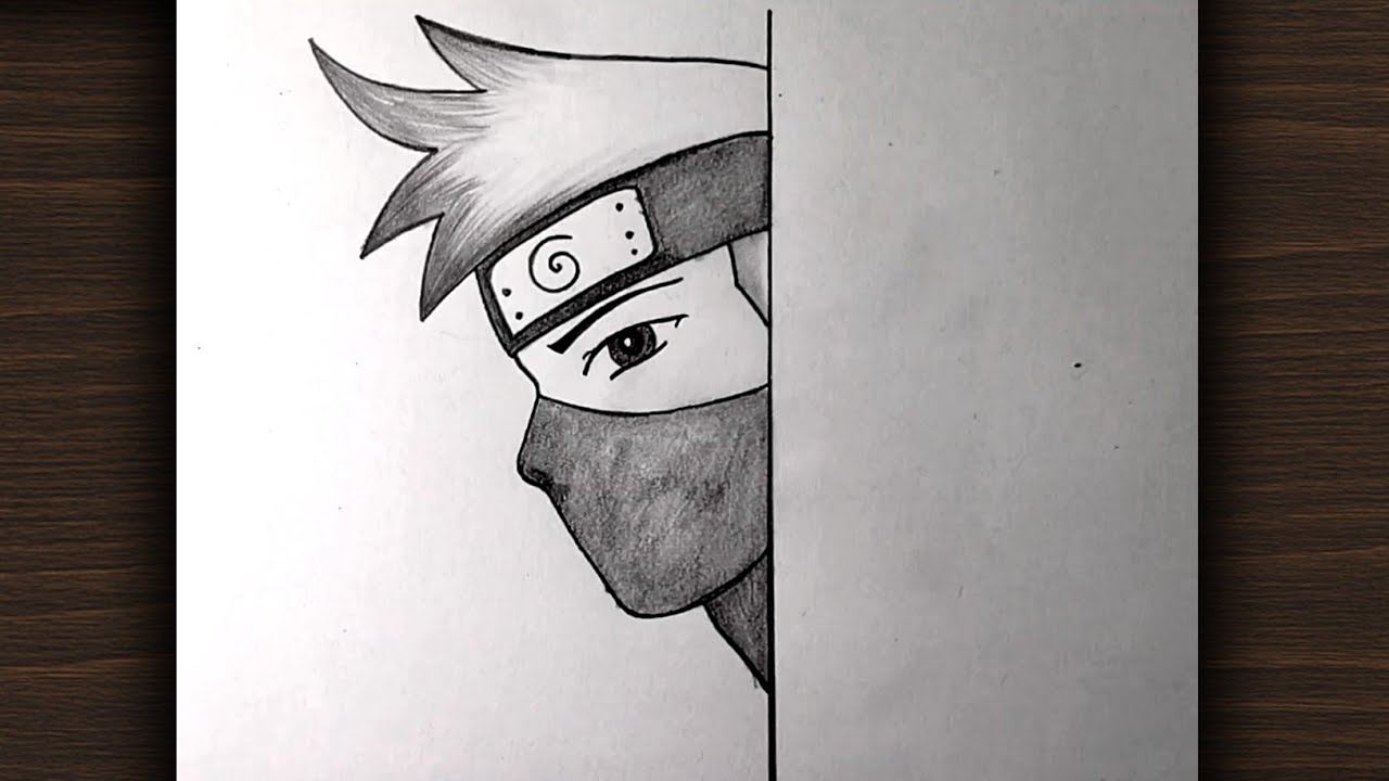 Easy Anime Ninja Drawing | Half Face Anime Sketch Step by Step | Pencil Drawing