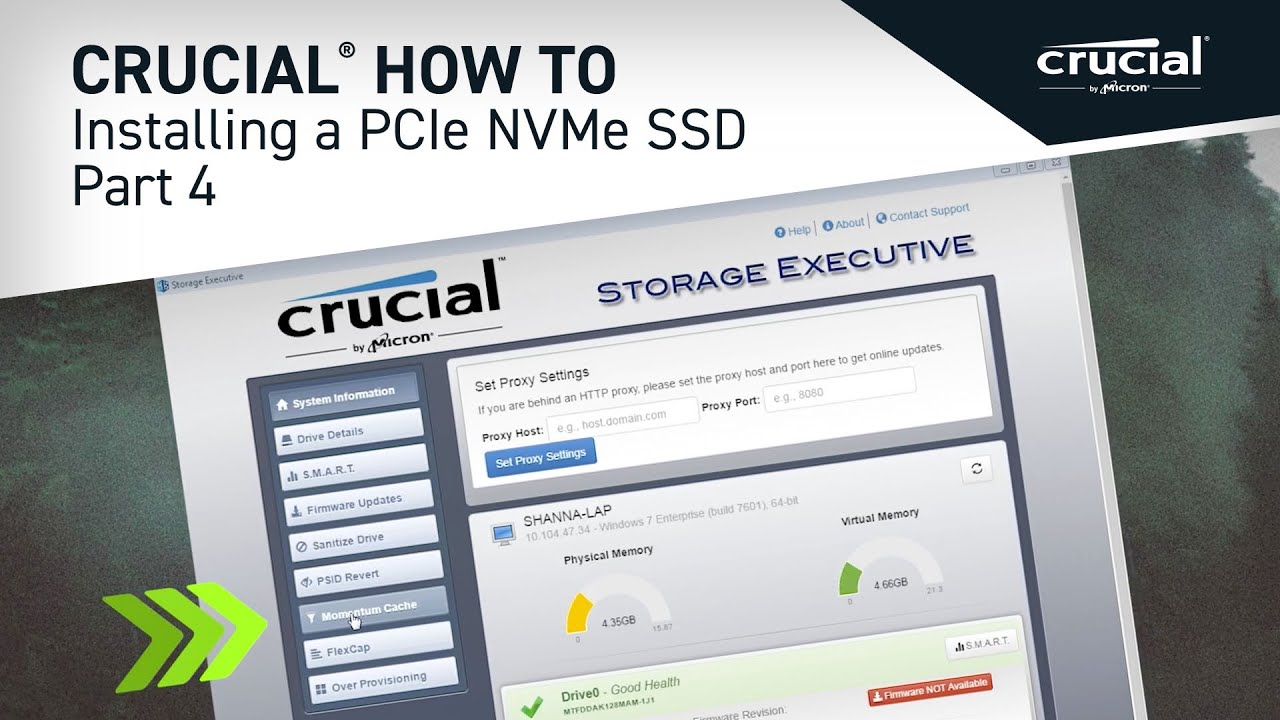 Part 4 of 4 - Installing a Crucial&reg; M.2 PCIe NVMe SSD: Optimize