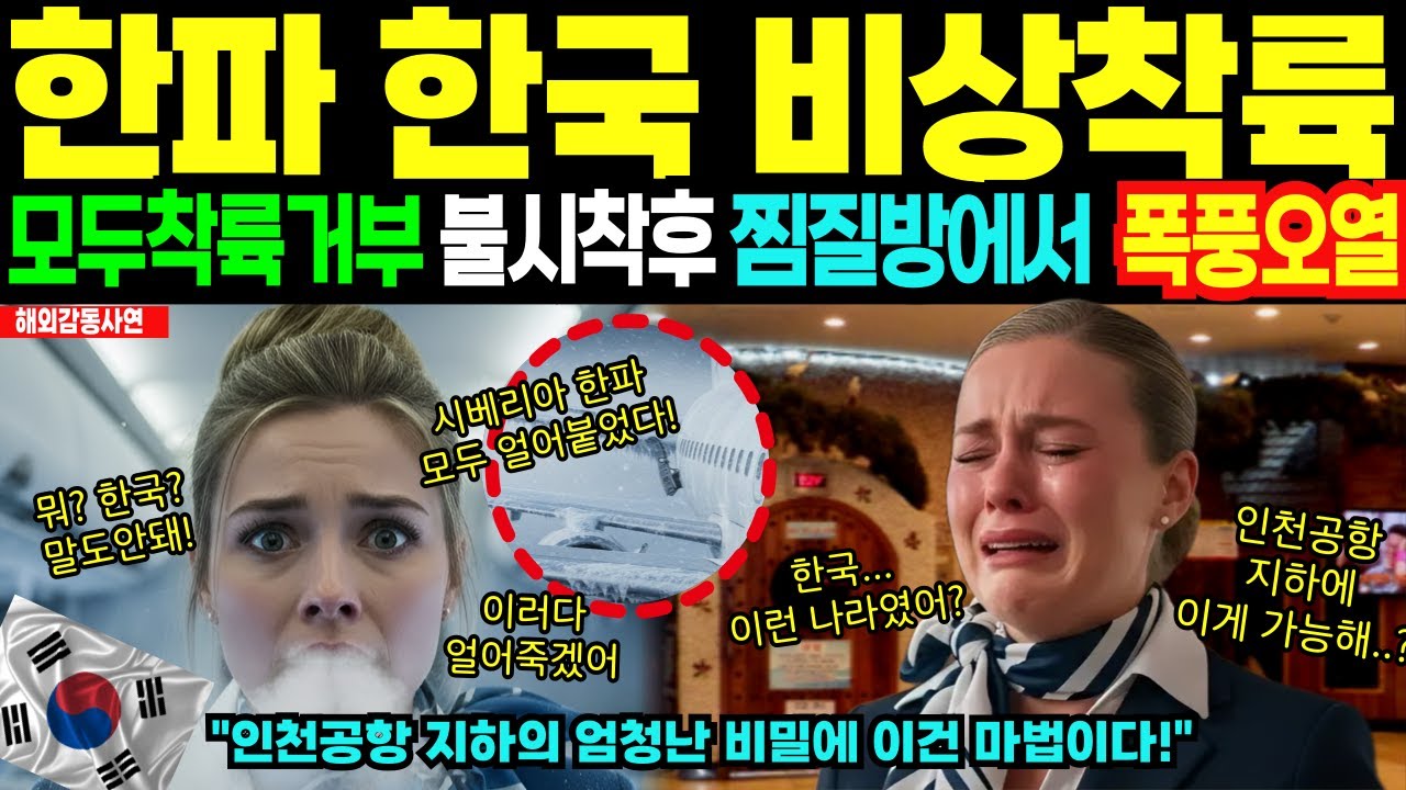 [해외감동사연] 영하 60도 최악의 한파로 한국 인천공항에 비상착륙한 노르웨이 승무원! 인천공항 지하 1층 찜질방에서 폭풍오열한 이유! 