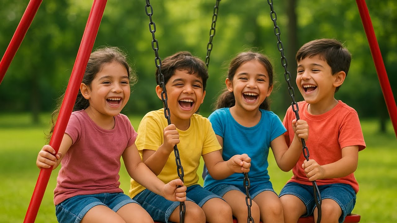 Title: Kids Having Fun on Swings with Their Cousins | Happy Playtime Moments 🎠😊