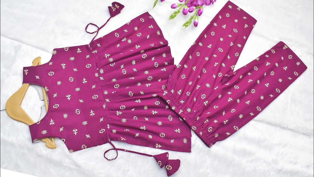 Kids Naira Style Kurti Pant Cutting and stitching ll Baby Suit cutting