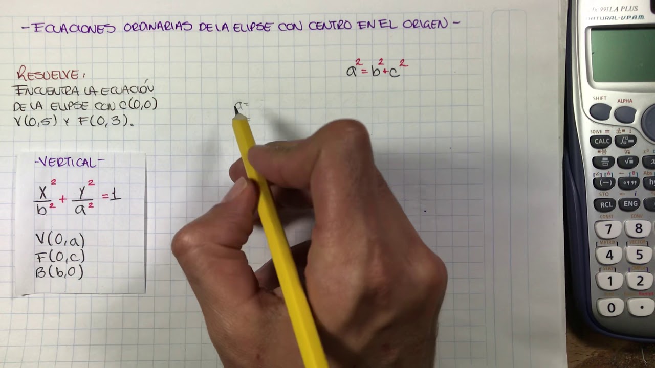 Ecuación ordinaria de la elipse con centro en el origen (Vertical) FÁCIL paso a paso • Ejercicio #1