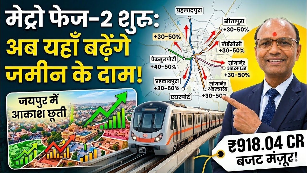 Jaipur Metro Phase 2 Big Update! | 5 कॉरिडोर, 41 KM का काम शुरू 😍| ₹918 Crore Approved!#JaipurMetro2