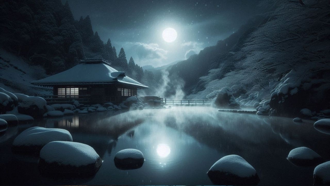 深夜へ沈む露天風呂｜完成した夜の静寂（10分）