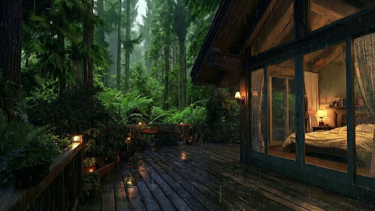Midnight Rainfall at the Edge of the Forest (No Music)