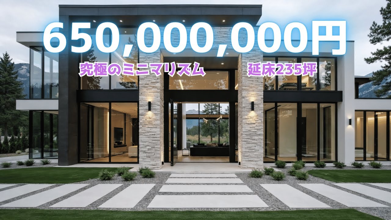 【ルームツアー】総額6.5億円｜延床235坪！巨大ガラスドアと絶景が迎える「究極のミニマリスト豪邸」