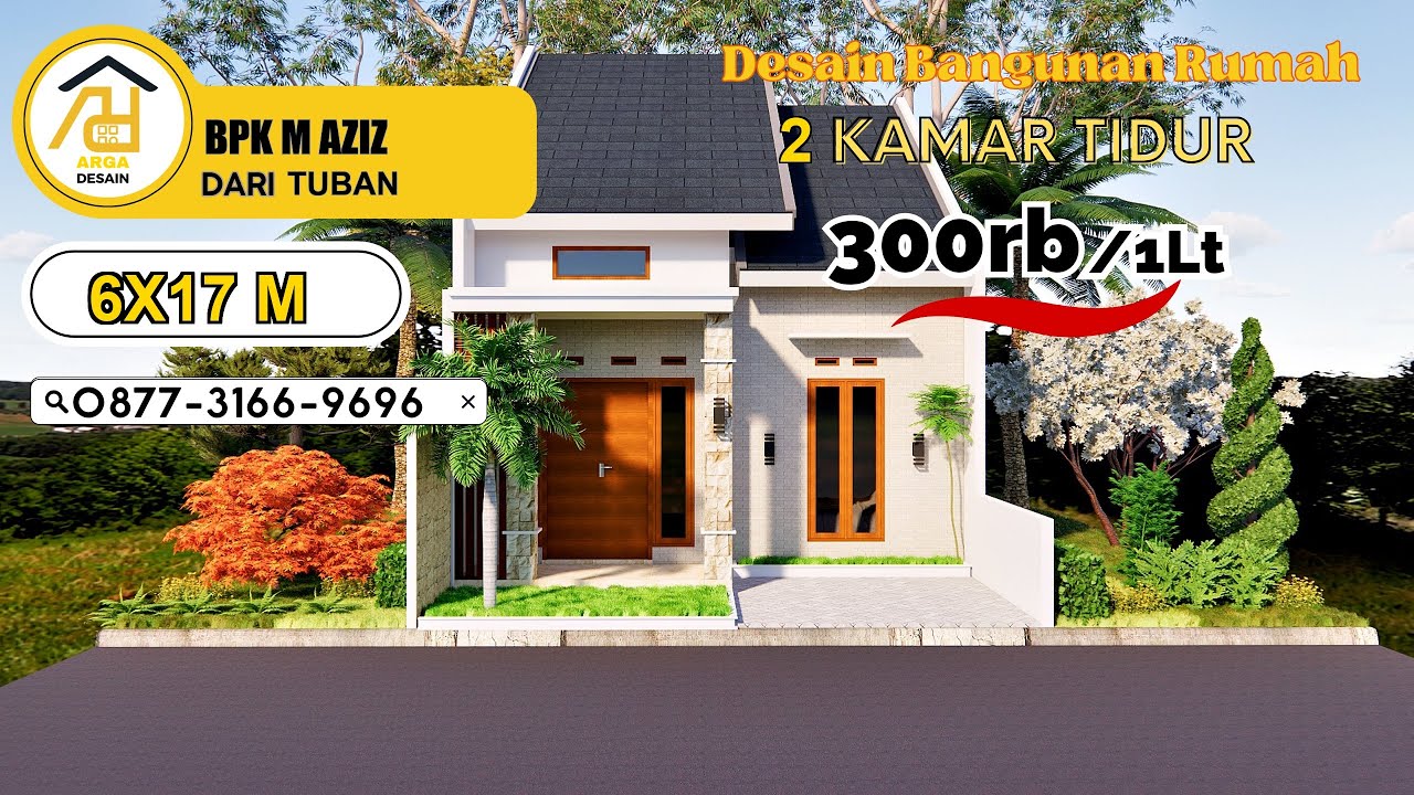 Desain Rumah Ukuran 6X17 M  [1ANTAI] dari BPK M AZIZ, Jasa Desain Rumah TUBAN