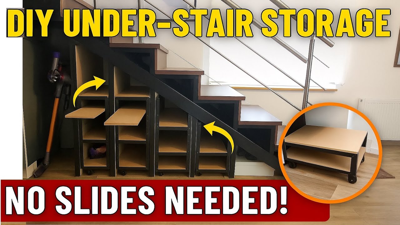 DIY Unique Under-Stair Storage with Sliding Shelves (No Drawer Slides!) Unlike anything on Internet