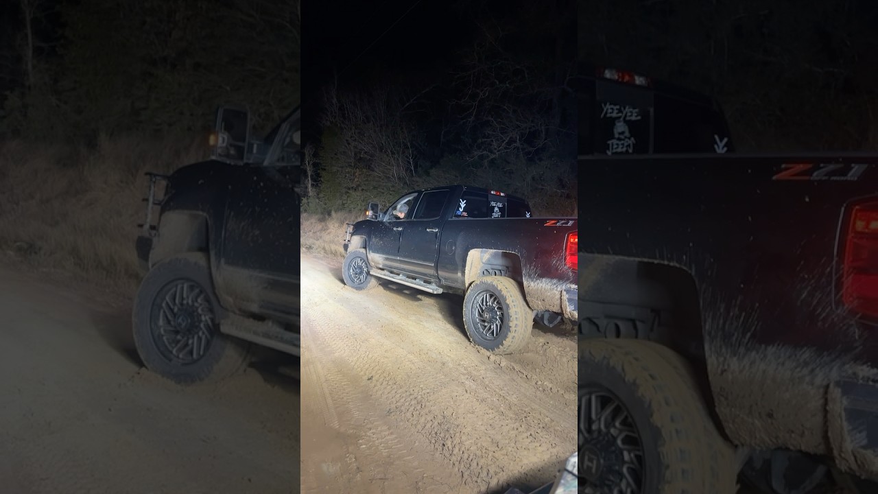 When your gf gets your truck stuck in a small ditch 🤦 #mud #truck #outdoors #stuck #4x4 #duramax