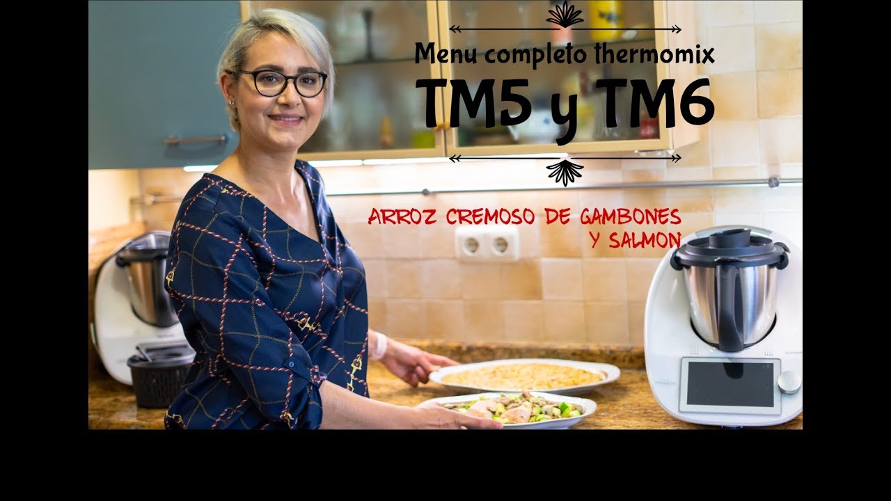 Menú completo thermomix TM6 y TM5 Arroz cremoso de gambones y salmón