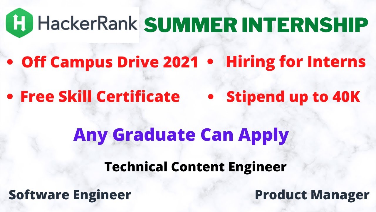 HackerRank Summer Internship | HackerRank Skills Certification Test | Software Engineer Internship |