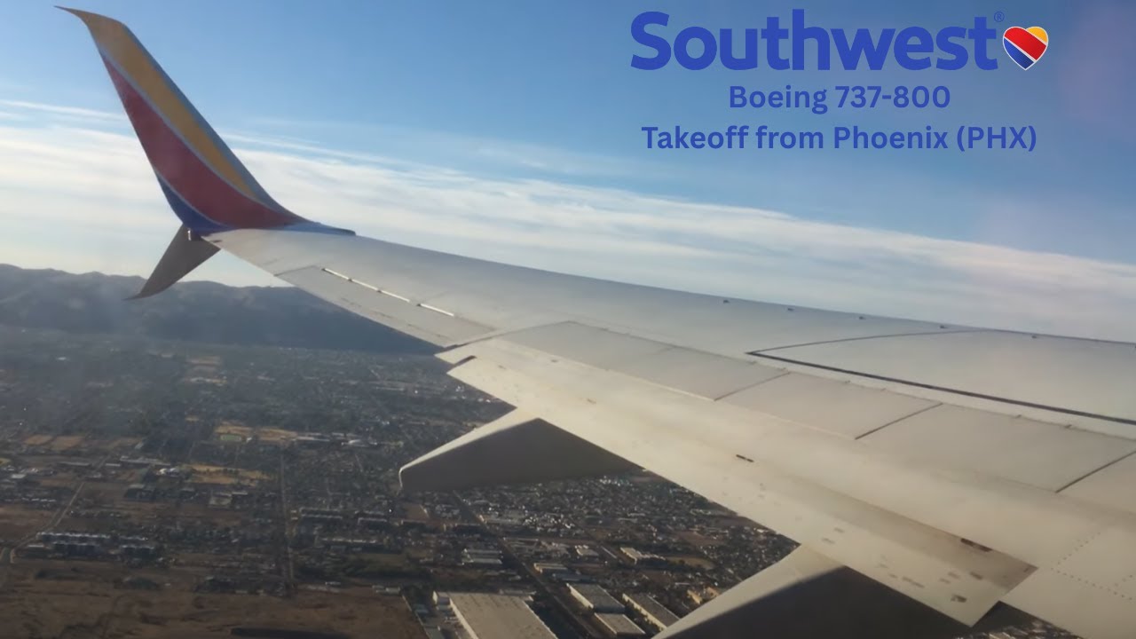 Southwest Airlines 737-800 Takeoff from Phoenix (PHX)